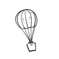 icona disegnata a mano dell'illustrazione del pacchetto del paracadute di scarabocchio isolata su white vettore