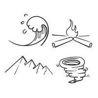 scarabocchio disegnato a mano quattro elementi della natura illustrazione simbolo vettore isolato