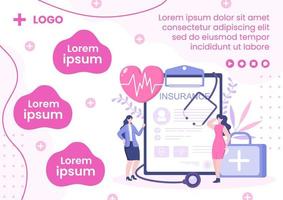 illustrazione di design piatto modello di brochure di assicurazione sanitaria modificabile di sfondo quadrato per social media, biglietto di auguri o web internet vettore