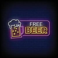 vettore di testo in stile insegne al neon di birra gratis