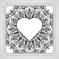 cuore disegnato a mano con mandala. decorazione in ornamento etnico orientale doodle. vettore