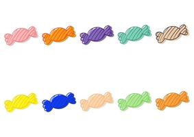 una raccolta di illustrazioni di caramelle colorate vettore