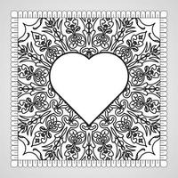 cuore disegnato a mano con mandala. decorazione in ornamento etnico orientale doodle. vettore