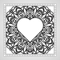 cuore disegnato a mano con mandala. decorazione in ornamento etnico orientale doodle. vettore