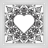 cuore disegnato a mano con mandala. decorazione in ornamento etnico orientale doodle. vettore