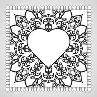 cuore disegnato a mano con mandala. decorazione in ornamento etnico orientale doodle. vettore