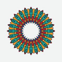 mandala di doodle disegnato a mano di vettore. mandala etnico con ornamento tribale colorato. isolato. colori epici. vettore