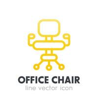 icona di sedia da ufficio in stile lineare su bianco, illustrazione vettoriale