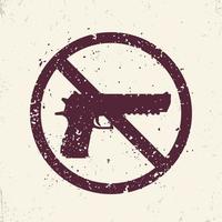 nessun segno di pistole con pistola potente, sagoma di pistola, nessuna stampa di armi da fuoco vettore