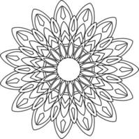 illustrazione di mandala disegno in bianco e nero, tatuaggio, ornamenti, pagina da colorare, mandala da colorare vettore