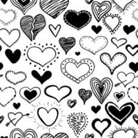 cuore di doodle di raccolta. collezione di adesivi romantici senza soluzione di continuità. vettore