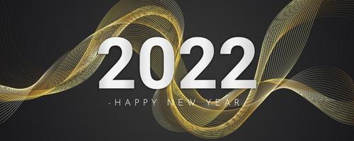 numero 2022 dell'intestazione del calendario sulla linea d'onda astratta. 2022 con stile taglio carta su sfondo nero vettore