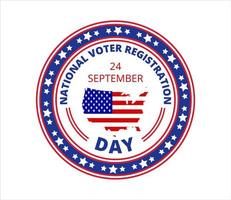 Giornata nazionale di registrazione degli elettori negli Stati Uniti il 24 settembre. slogan che invita a partecipare alle elezioni. vettore