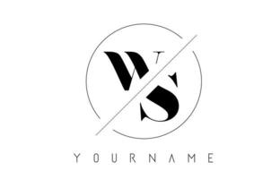 logo della lettera ws con design tagliato e intersecato vettore