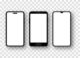 set di mockup di smartphone realistico. telefono cellulare con schermo bianco vuoto. vettore