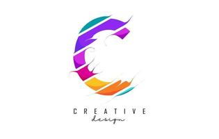 logo della lettera c con tagli creativi e design dai colori vivaci. vettore