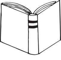 icona del libro aperto. schizzo disegnato a mano in stile scarabocchio. , minimalismo, monocromo. apprendimento, conoscenza storia lettura fiaba vettore