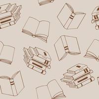 libri senza cuciture. stile doodle disegnato a mano. , minimalismo, monocromatico, schizzo. carta da parati, tessuto, carta da imballaggio sfondo lettura educazione libreria scienza vettore