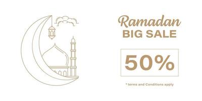 ramadan kareem grande sconto banner shopping line art vector