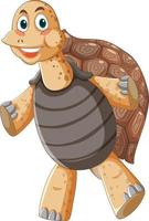 personaggio dei cartoni animati tartaruga con guscio marrone vettore
