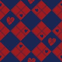 diamante scacchiera rosso blu navy cuore san valentino sfondo vettore