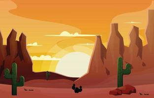 alba scogliera deserto paese cactus viaggio vettore design piatto illustrazione