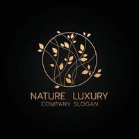disegno vettoriale del logo del concetto di lusso del fiore naturale