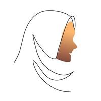 continua una sola riga di hijab arancione donna vettore
