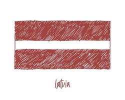 vettore dell'illustrazione del pennarello della bandiera della lettonia o dello schizzo a matita