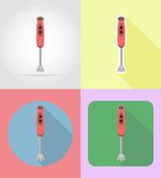 Gli elettrodomestici del miscelatore per le icone piane della cucina vector l&#39;illustrazione