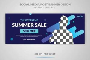 banner di vendita di moda estiva social media post modello vettoriale design