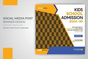 bambini tornano a scuola social media post modello scuola ammissione banner design vettore download gratuito