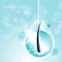 prodotti per la cura dei capelli, prevenzione delle doppie punte shampoo siero, concetto di cosmetici, illustrazione vettoriale. vettore