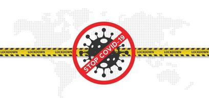 concetto di blocco nazionale a causa del coronavirus. annunciare l'ordine di controllo del movimento restrizioni dello stato di emergenza per combattere la diffusione del virus. disegno vettoriale. vettore