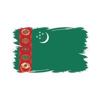 bandiera turkmenistan con pennello acquerello vettore
