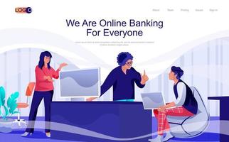 pagina di destinazione isometrica del concetto di banking online. persone che fanno trasferimenti e depositi, utilizzando il servizio di gestione finanziaria in banca, banner web 3d. illustrazione vettoriale in design piatto per modello di sito web