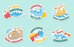 simpatico set per il festival di songkran vettore