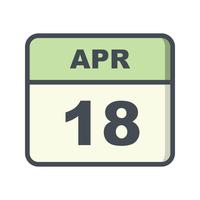18 aprile Data su un calendario per un solo giorno vettore