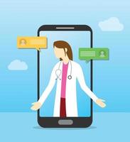 consultazione medica online con smartphone moderno stile piatto vettore