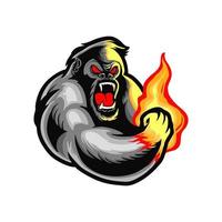 gorilla kong ape logo design illustrazione vettoriale