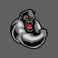 gorilla kong ape logo design illustrazione vettoriale