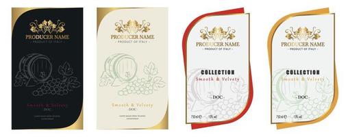 set di etichette per vino rosso e bianco vettore