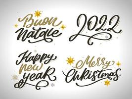 buon natale capodanno 2022 lettering set design calligrafia. illustrazione vettoriale