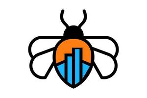 combinazione di design del logo a doppio significato di ape e edificio vettore