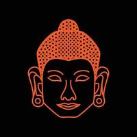 vettore di design del logo piatto minimalista del monaco buddha del viso con line art