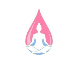 gocciolina di liquido rosa con all'interno la meditazione della donna vettore