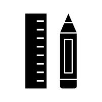 Icona del glifo matita e righello nero vettore