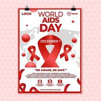 modello di poster del concetto di giornata mondiale dell'aids vettore