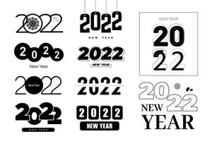 Set di design del testo del logo del nuovo anno 2022. Modello di progettazione del numero 2022. icona semplice del calendario vettore