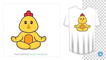 simpatico personaggio di pollo. stampe su t-shirt, felpe, custodie per cellulari, souvenir. illustrazione vettoriale isolato su sfondo bianco.